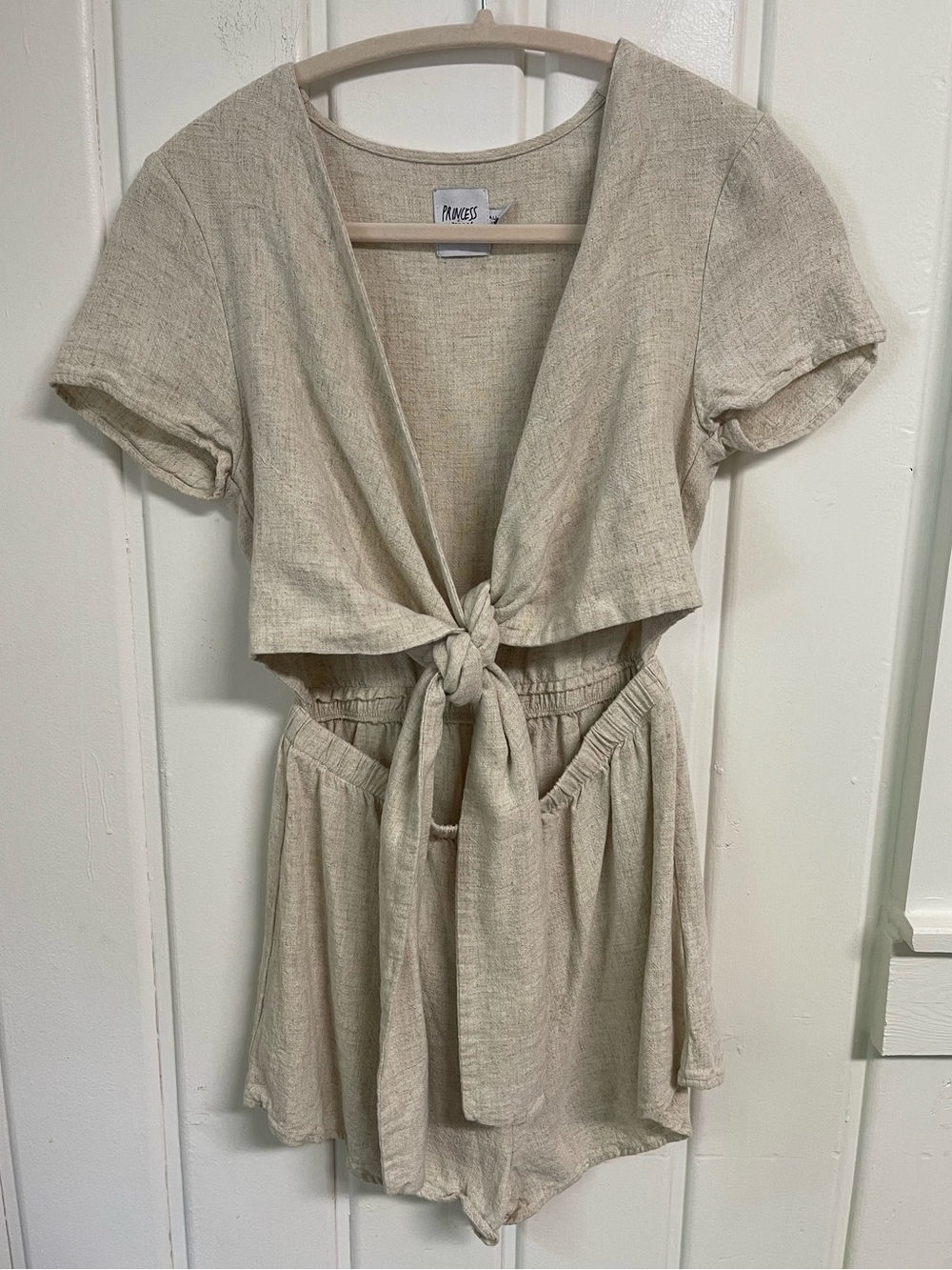 Princess Polly Tie-Front Linen-Rayon Romper